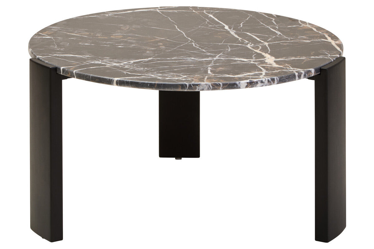 Palermo Black Marble and Acacia Wood Large Round Coffee Table