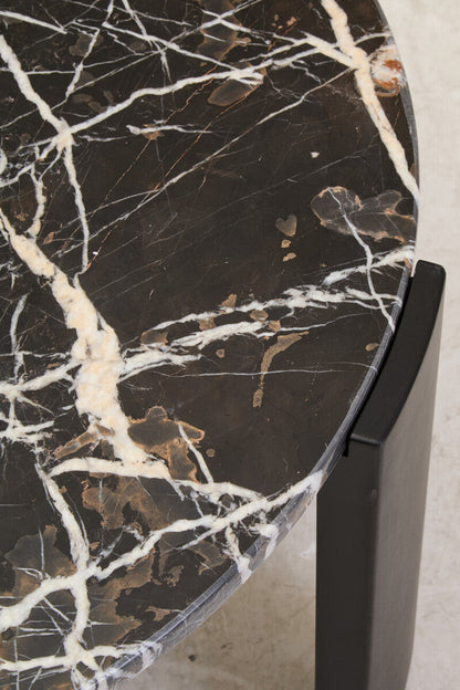 Palermo Black Marble and Acacia Wood Large Round Coffee Table