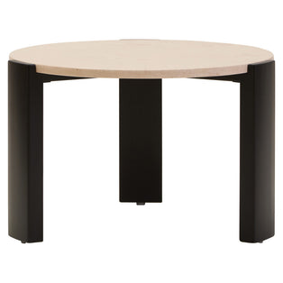 Palermo Cream Marble and Black Acacia Wood Small Round Coffee Table
