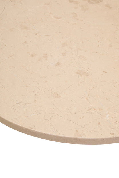 Palermo Cream Marble and Black Acacia Wood Small Round Coffee Table
