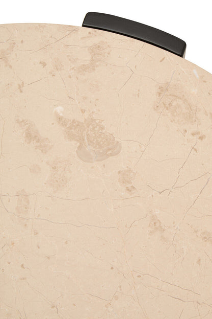 Palermo Cream Marble and Black Acacia Wood Small Round Coffee Table