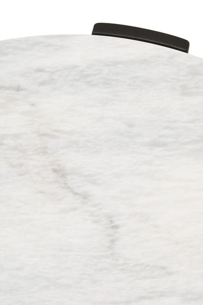 White Round Marble Top Small Coffee Table with Black Acacia Legs | Palermo