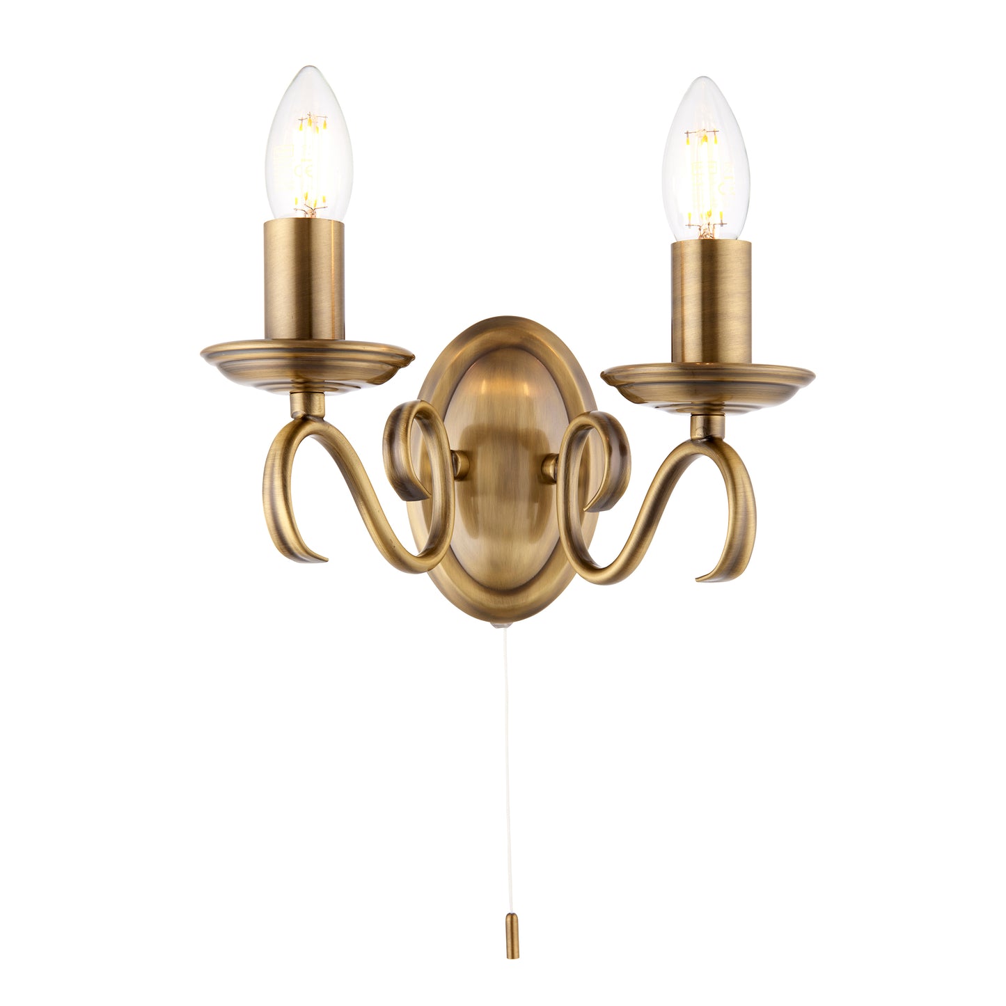 Bernice 2 Light Wall Light Antique Brass