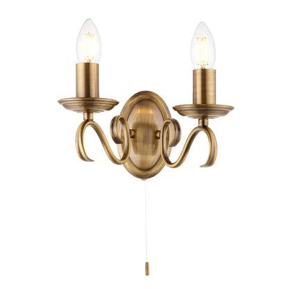 Bernice 2 Light Wall Light Antique Brass