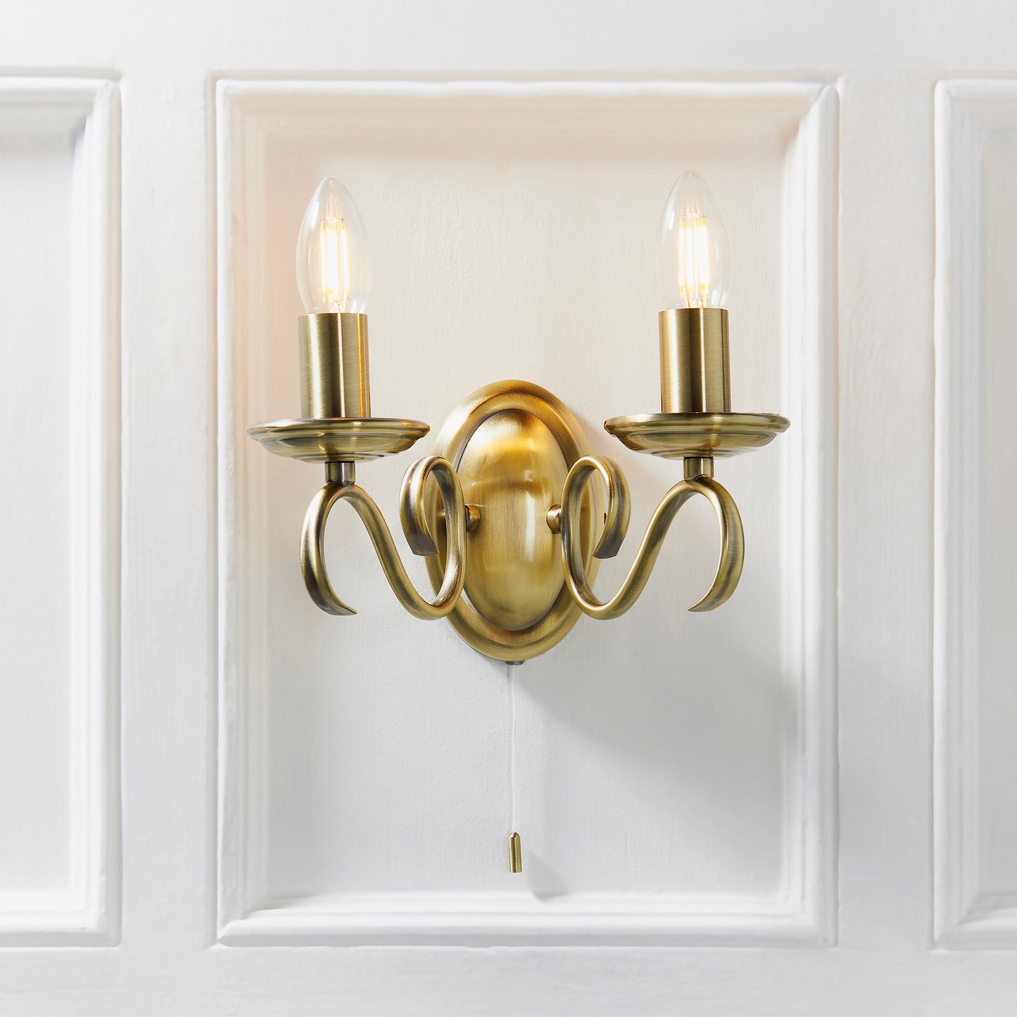 Bernice 2 Light Wall Light Antique Brass