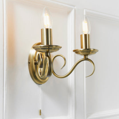 Bernice 2 Light Wall Light Antique Brass