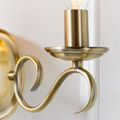 Bernice 2 Light Wall Light Antique Brass