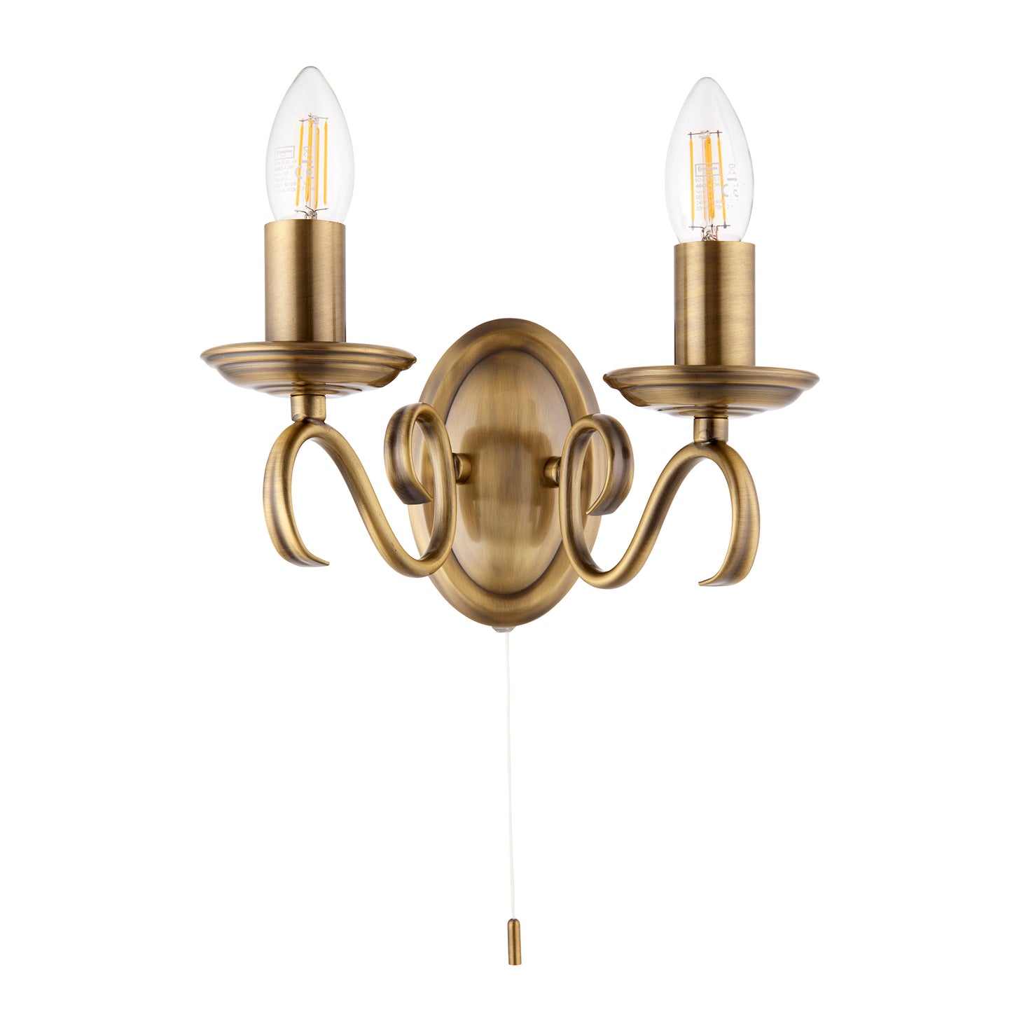 Bernice 2 Light Wall Light Antique Brass