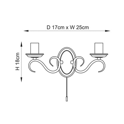 Bernice 2 Light Wall Light Antique Brass