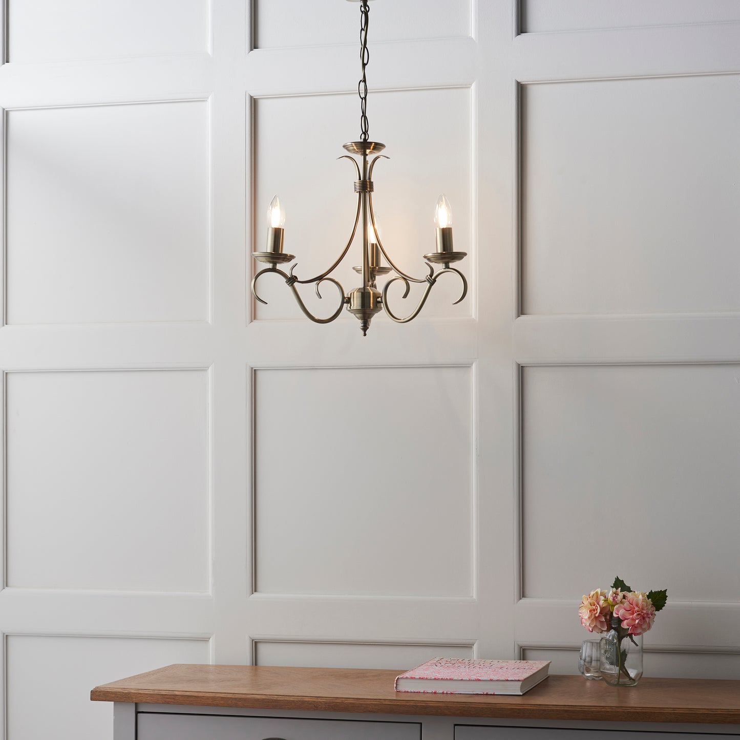 Bernice 3 Light Pendant Antique Brass