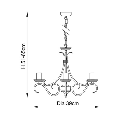 Bernice 3 Light Pendant Antique Brass