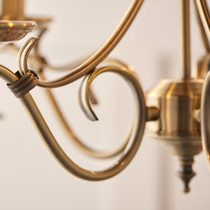 Bernice Antique Brass 5 Light Chandelier Ceiling Light