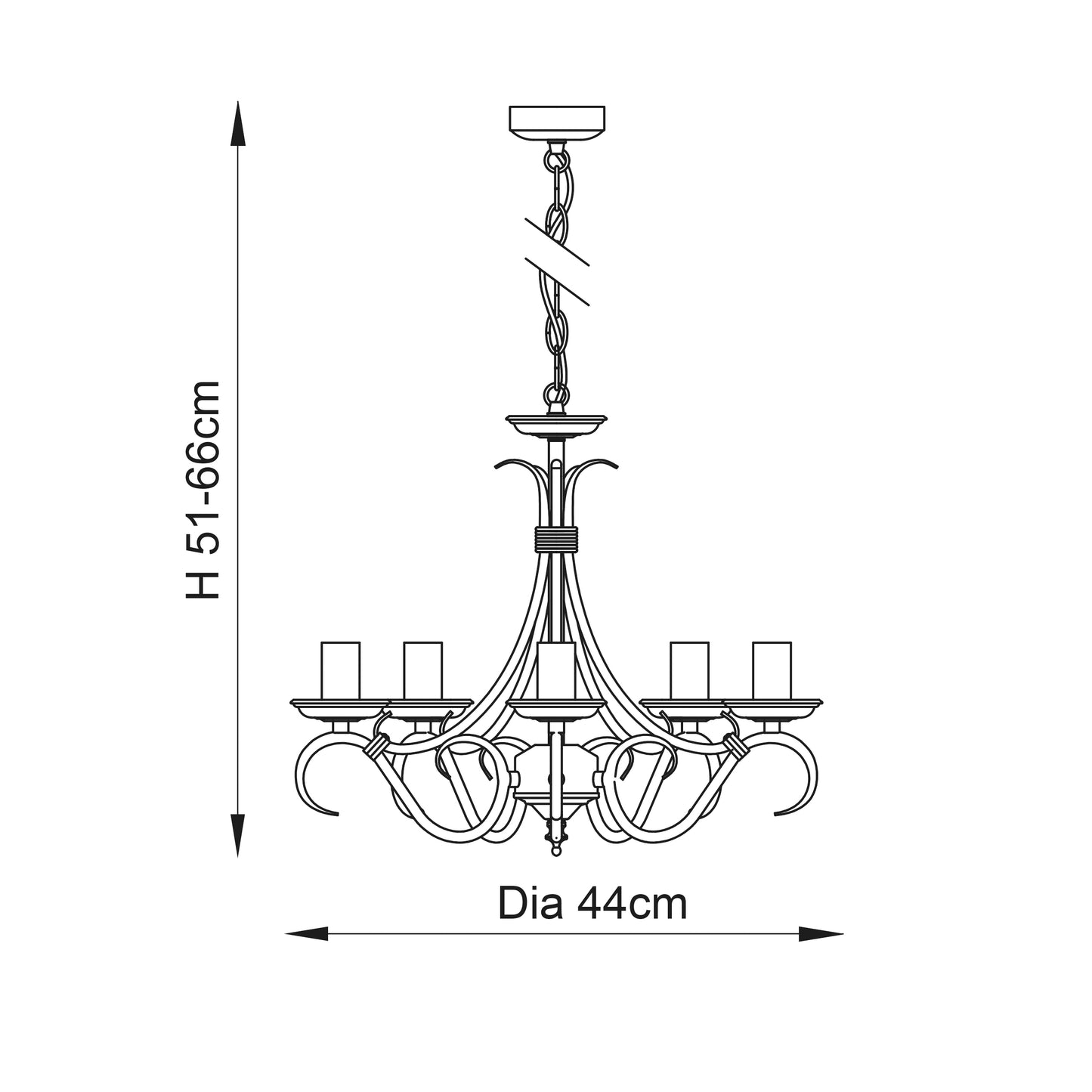 Bernice Antique Brass 5 Light Chandelier Ceiling Light