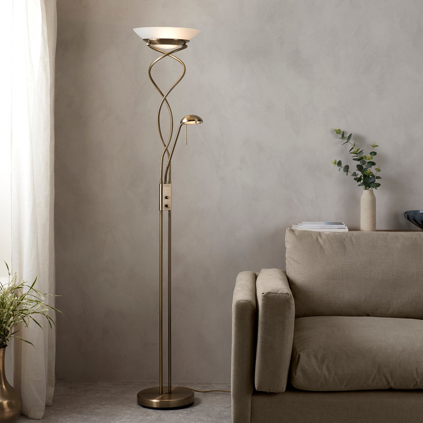 Monaco Mother & Child Floor Lamp Antique Brass