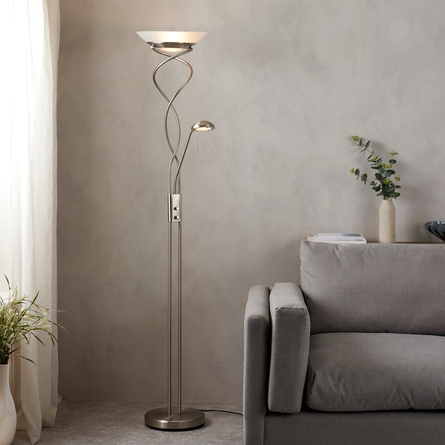 Monaco Mother & Child Floor Lamp Satin Chrome