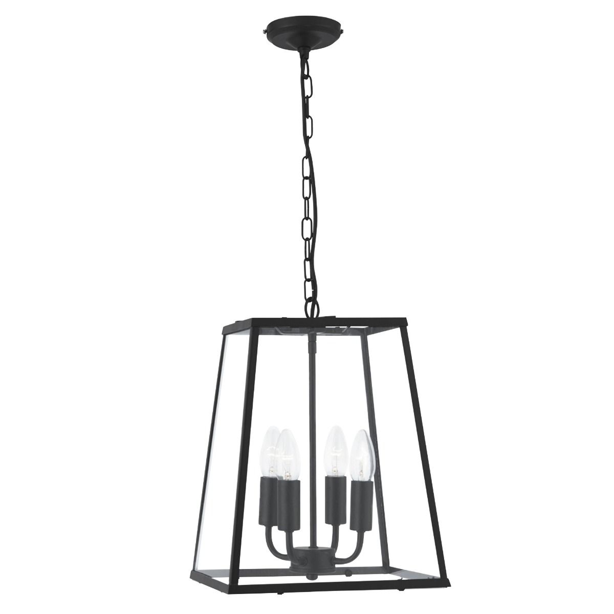 Lantern 4 Light Black Pendant Ceiling Light