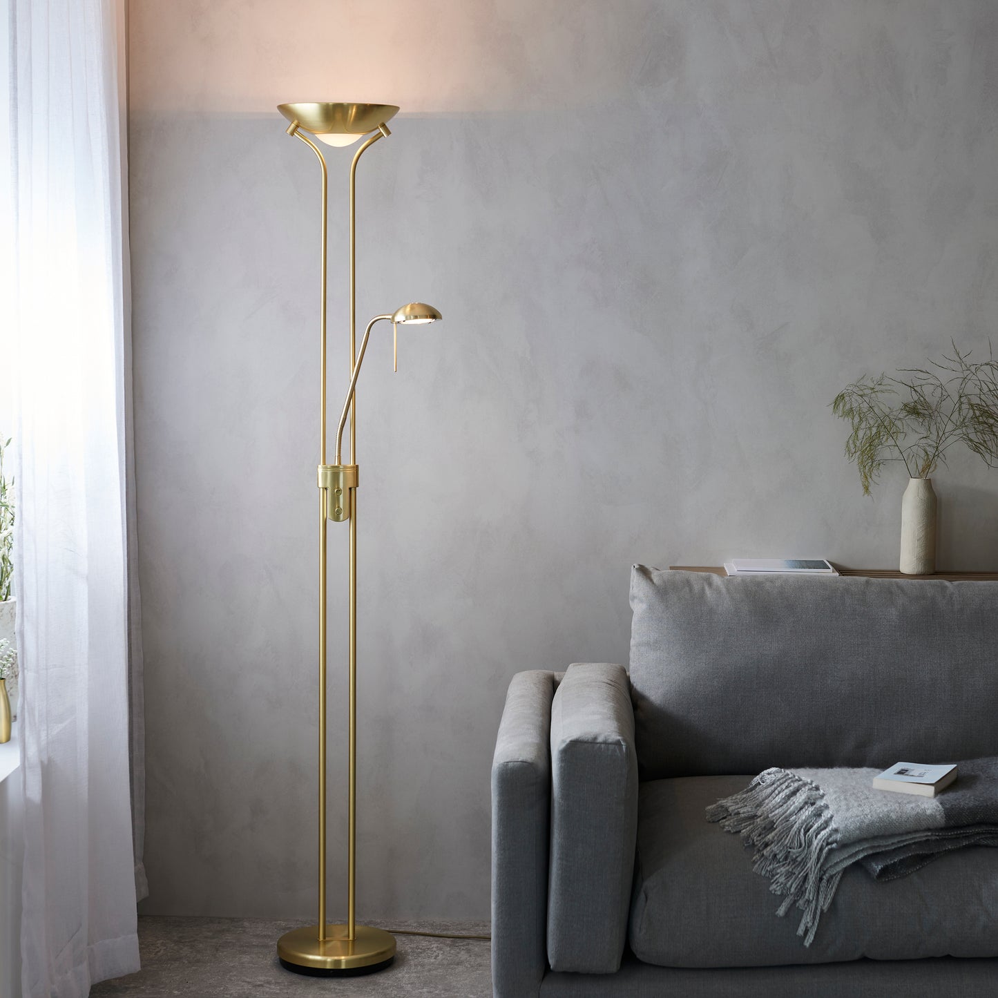 Rome Mother & Child Floor Lamp Satin Brass
