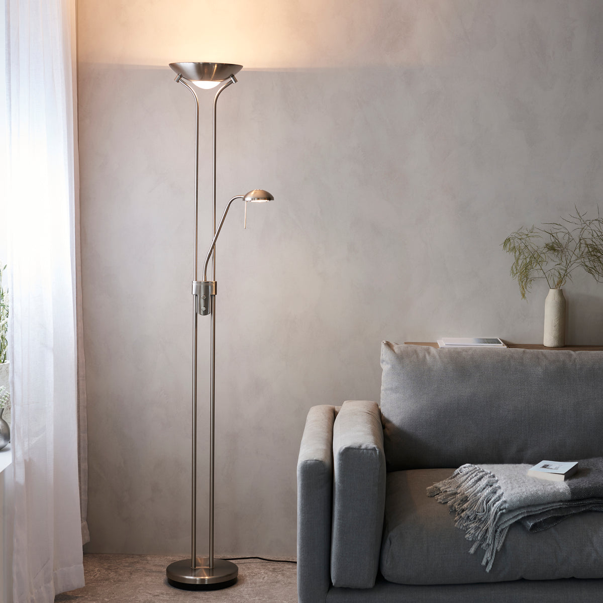 Rome Mother & Child Satin Chrome Floor Lamp