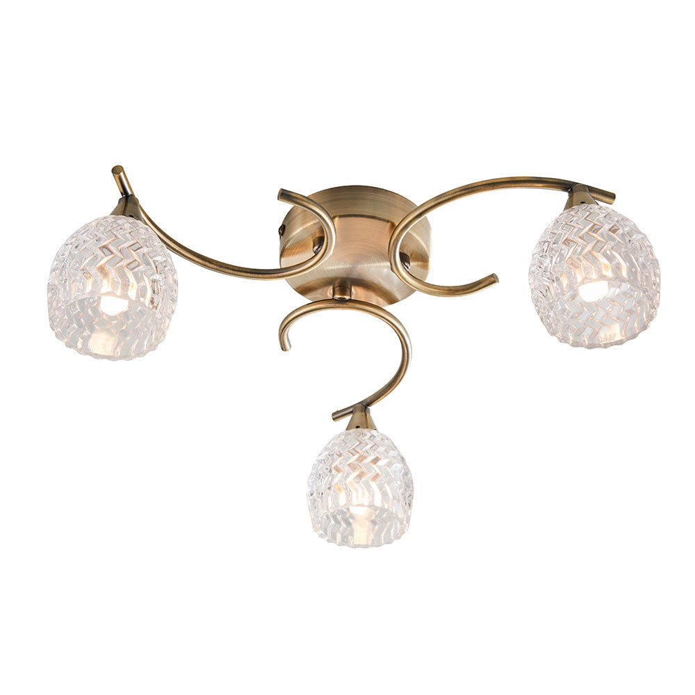Boyer 3 Light Semi Flush Antique Brass