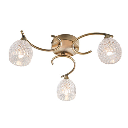 Boyer 3 Light Semi Flush Antique Brass