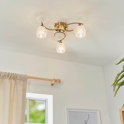 Boyer 3 Light Semi Flush Antique Brass