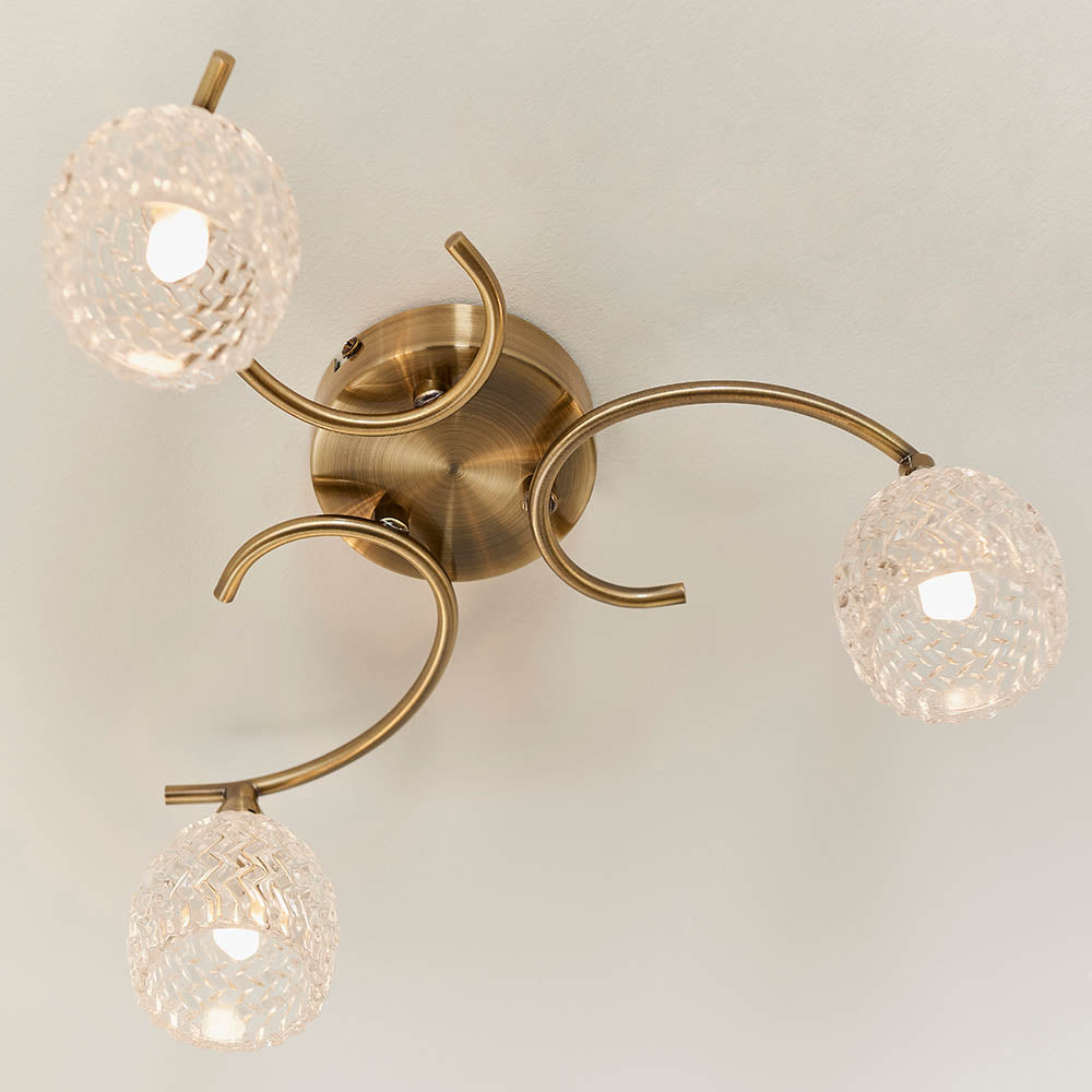 Boyer 3 Light Semi Flush Antique Brass