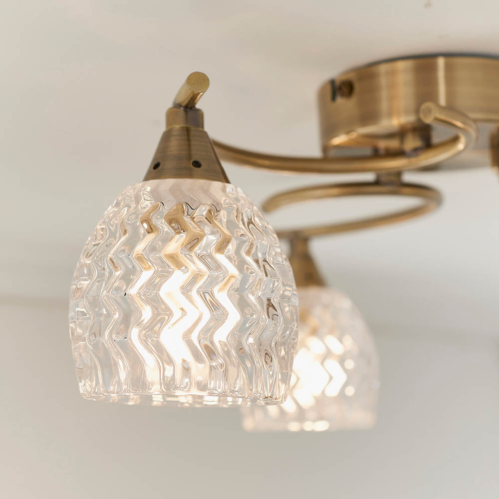 Boyer 3 Light Semi Flush Antique Brass