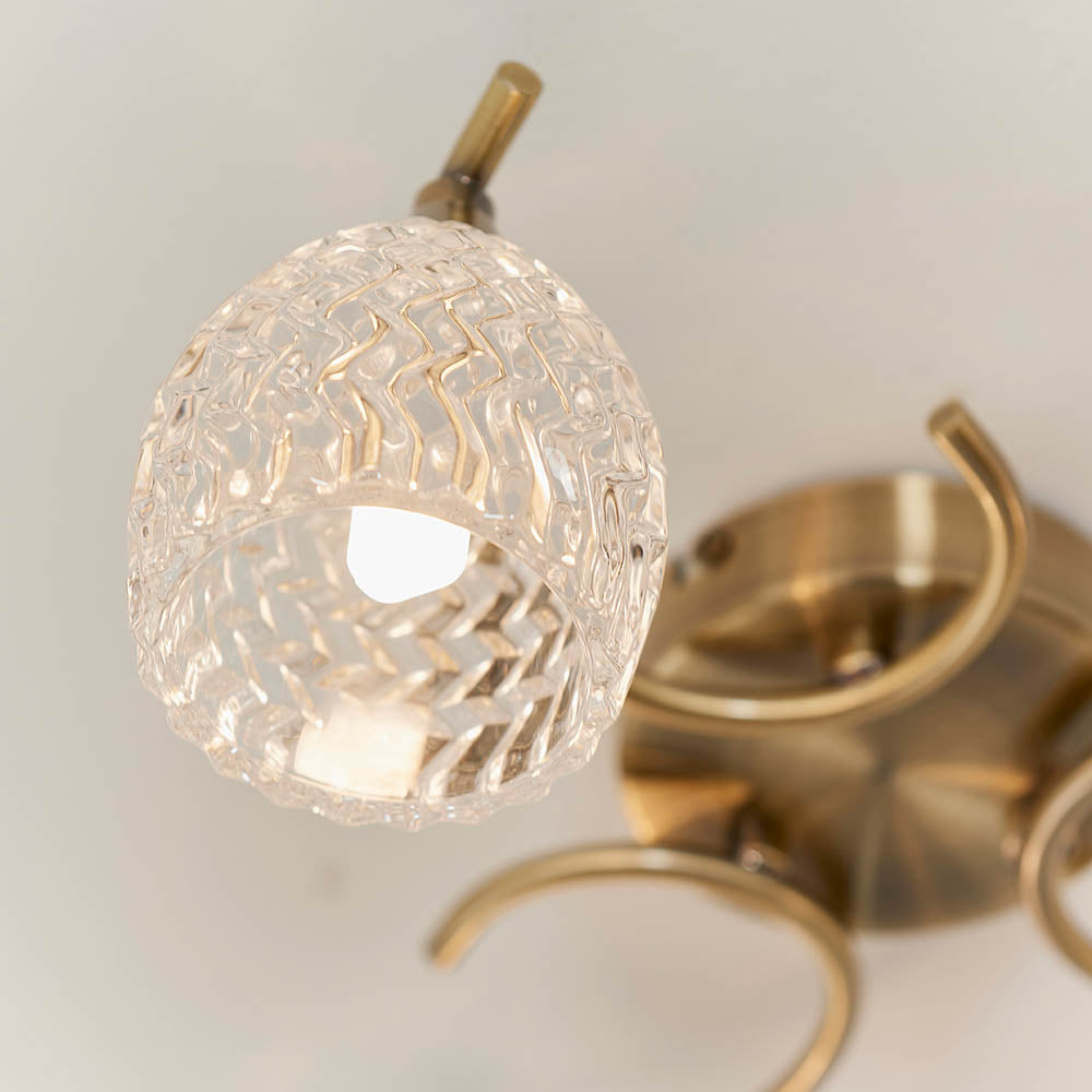 Boyer 3 Light Semi Flush Antique Brass