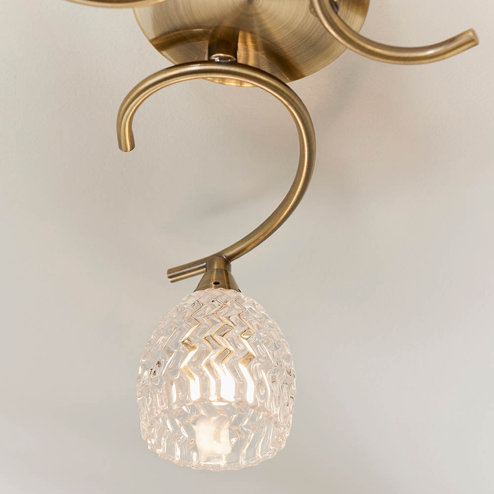 Boyer 3 Light Semi Flush Antique Brass