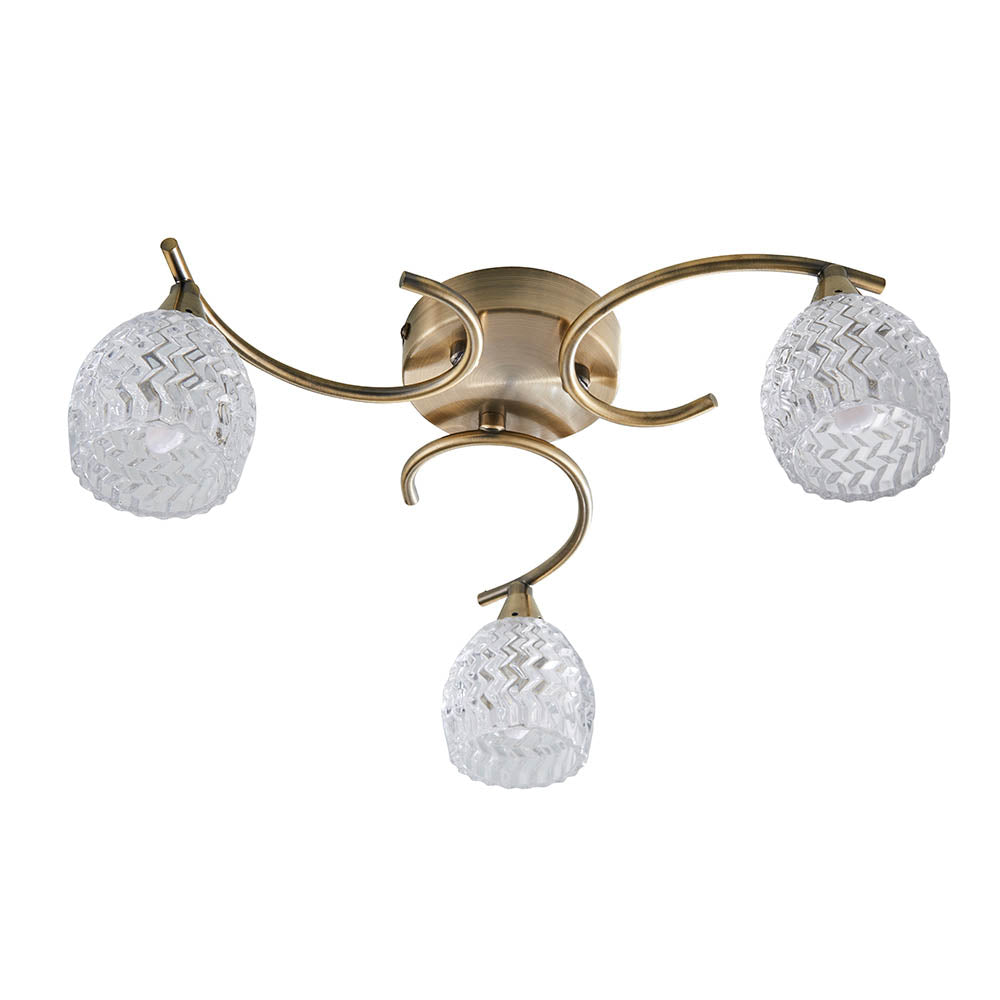 Boyer 3 Light Semi Flush Antique Brass