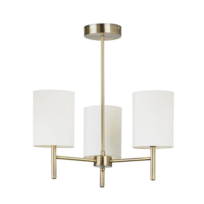 Brio 3 Light Semi Flush Antique Brass