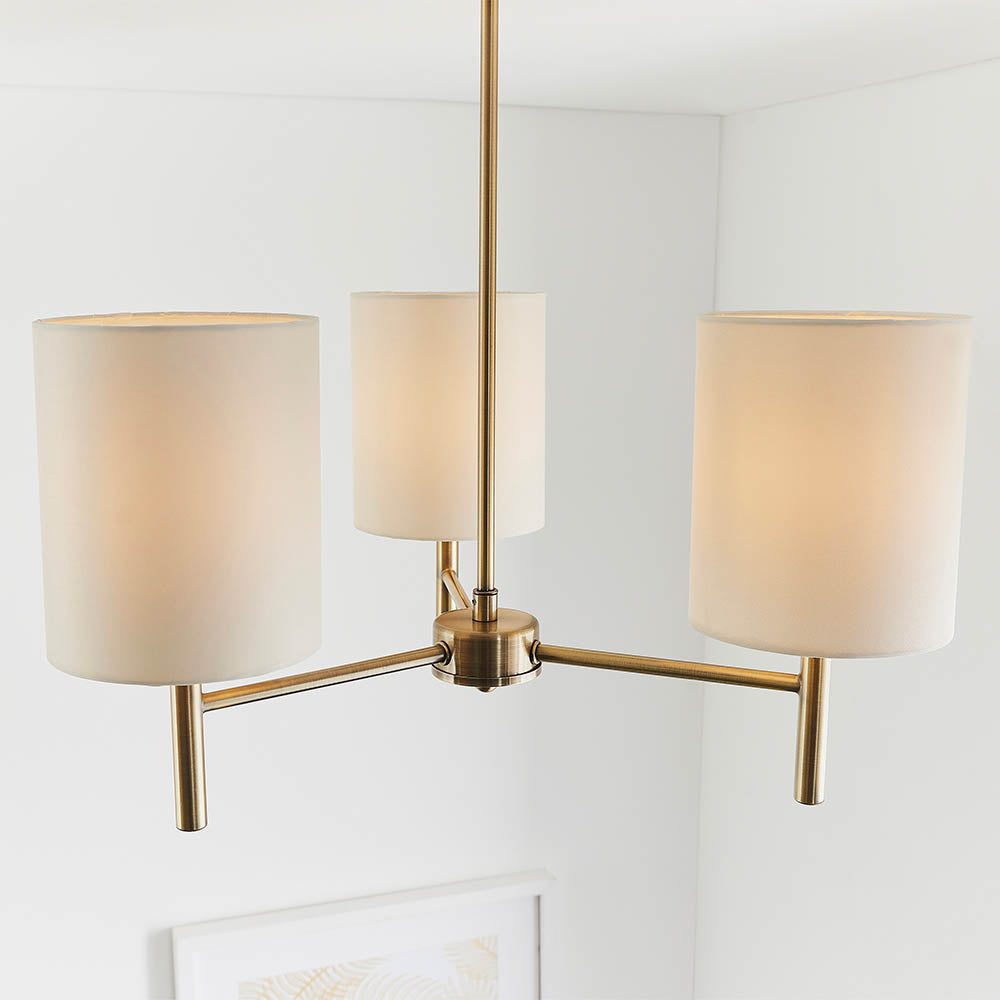 Brio 3 Light Semi Flush Antique Brass