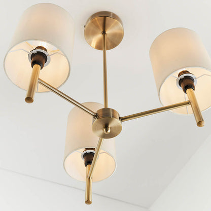 Brio 3 Light Semi Flush Antique Brass
