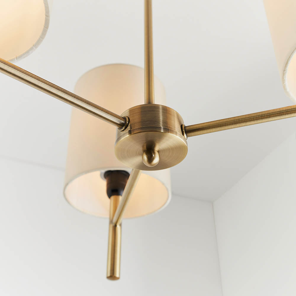 Brio 3 Light Semi Flush Antique Brass