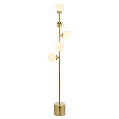 5 Light Floor Lamp Satin Brass