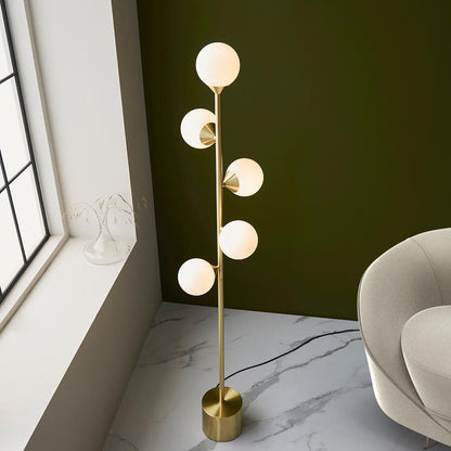 5 Light Floor Lamp Satin Brass