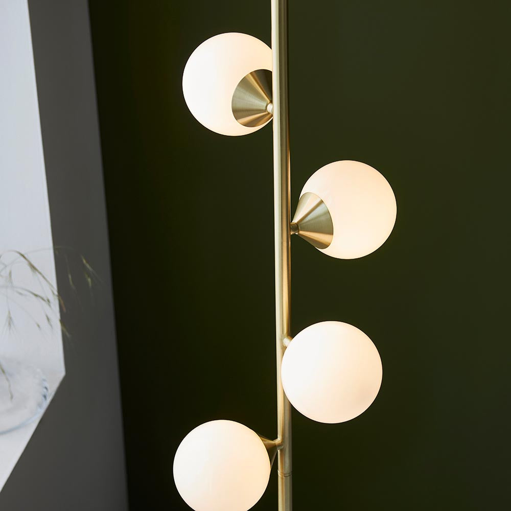 5 Light Floor Lamp Satin Brass