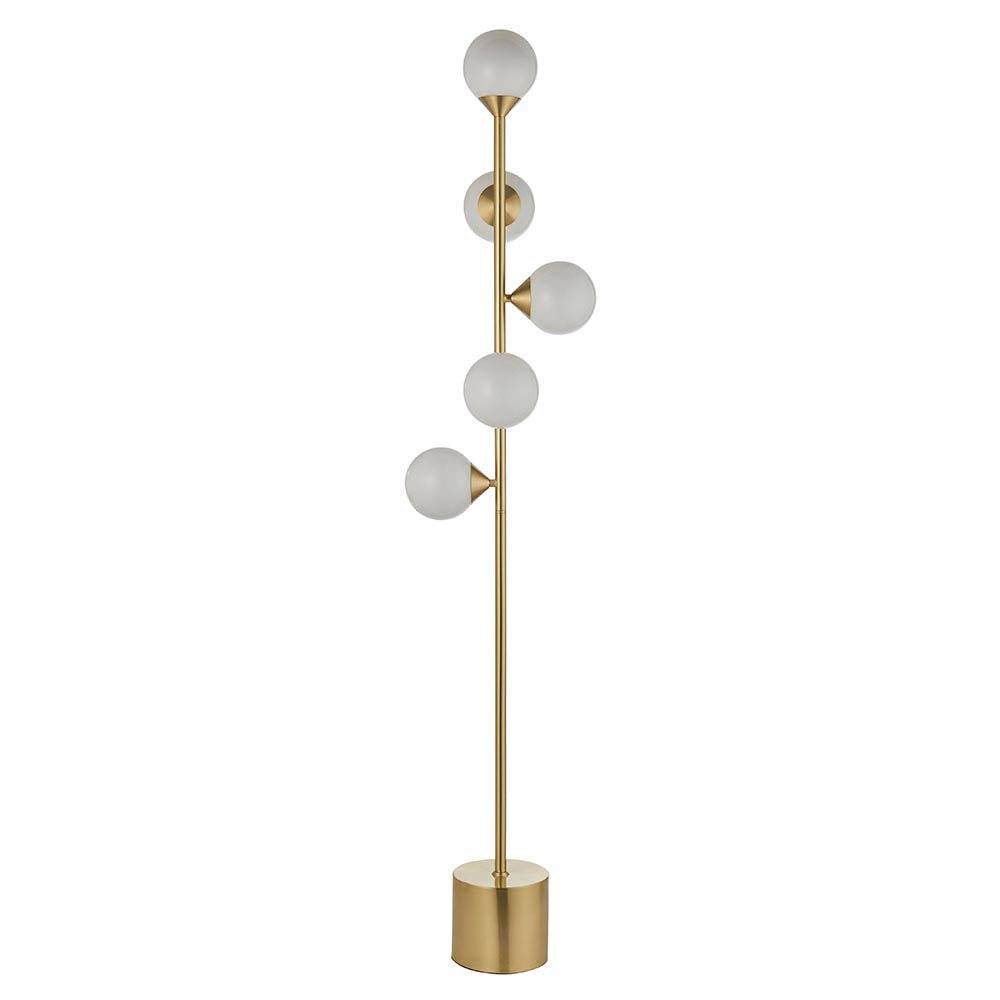 5 Light Floor Lamp Satin Brass
