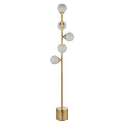 5 Light Floor Lamp Satin Brass