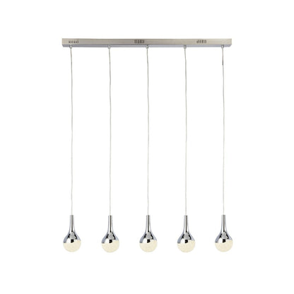 Wave 5 Light LED Polished Chrome Ceiling Bar Pendant