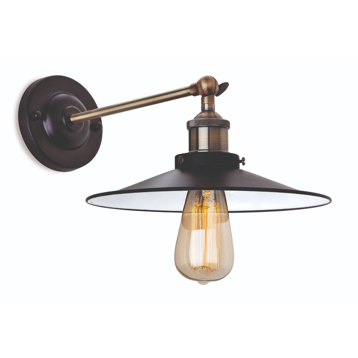 Asby 1 Light Antique Brass and Black Wall Light