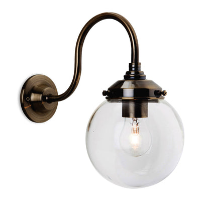 Victoria 1 Light Globe Antique Brass Wall Light