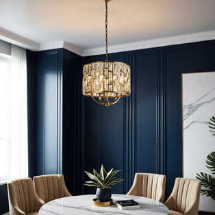 Bijou 5 Light Antique Brass and Glass Pendant Ceiling Light