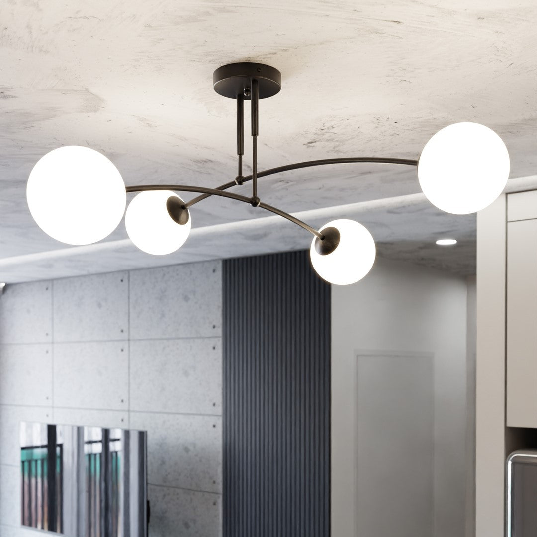 Pregos 4 Light Semi Flush Light Black & White
