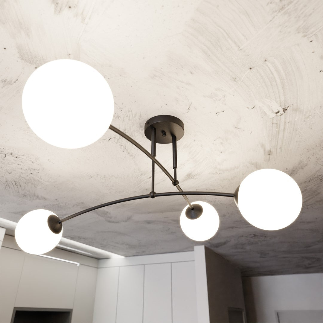 Pregos 4 Light Semi Flush Light Black & White