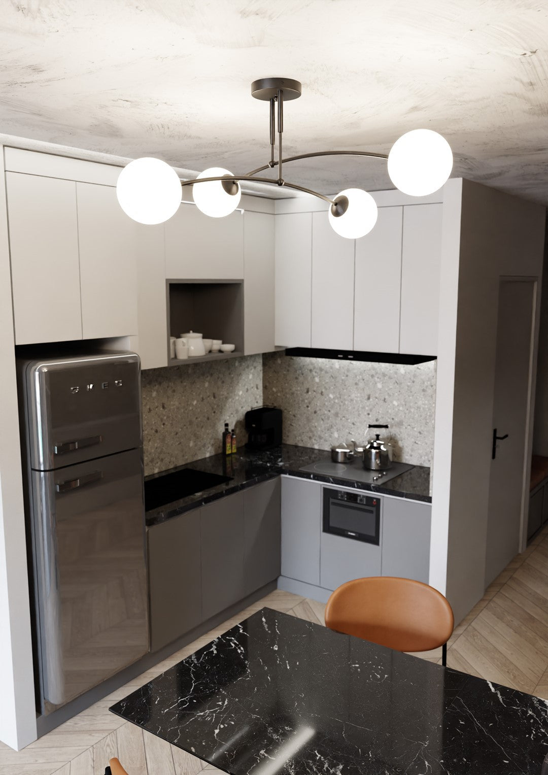 Pregos 4 Light Semi Flush Light Black & White
