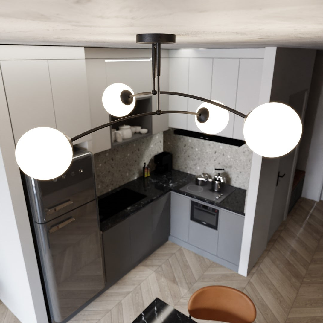 Pregos 4 Light Semi Flush Light Black & White