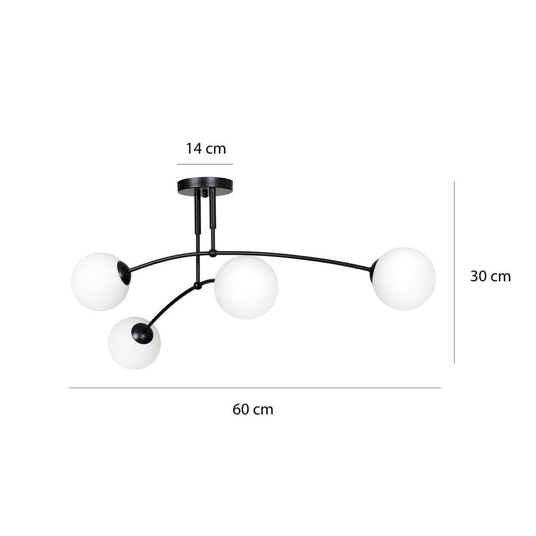 Pregos 4 Light Semi Flush Light Black & White