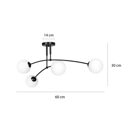 Pregos 4 Light Semi Flush Light Black & White