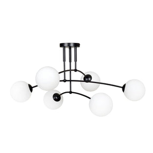 Pregos 6 Light Semi Flush Light Black & White